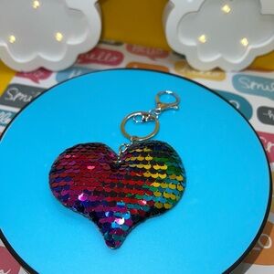 NWOT - Pride Rainbow Sequined Heart Keychain!